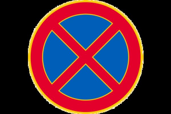 Pysäyttäminen kielletty-liikennemerkki