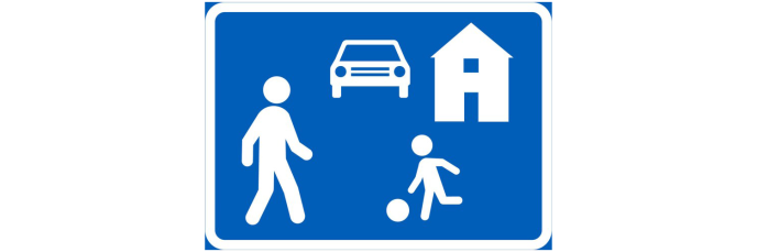 Pihakatu alkaa- liikennemerkki