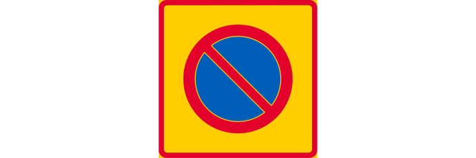 Pysäköintikieltoalue alkaa- liikennemerkki