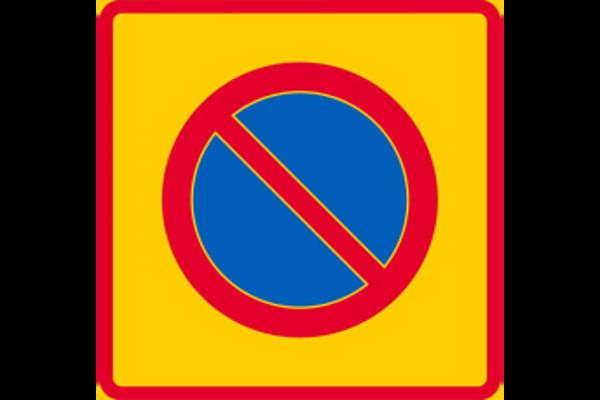 Pysäköintikieltoalue alkaa- liikennemerkki