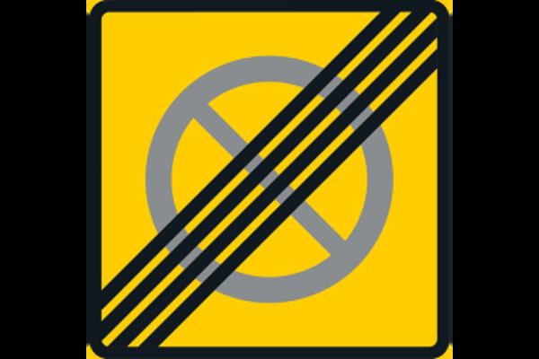 Pysäköintikieltoalue päättyy- liikennemerkki