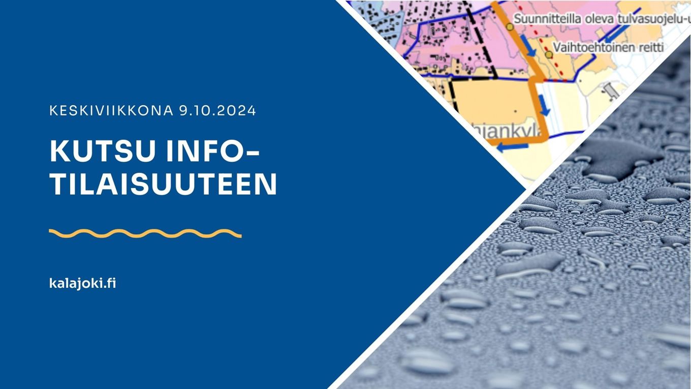 Kutsu Merenojan tulvansuojelun ja hulevesien hallinnan infotilaisuuteen 9.10.2024 Kalajoen kaupungintalon valtuustosalissa, Kalajoentie 5, klo 15.30 alkaen.
