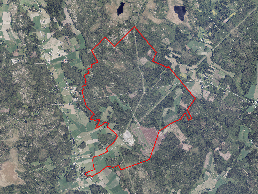 Jylkän yleiskaavarajaus ilmakuvassa