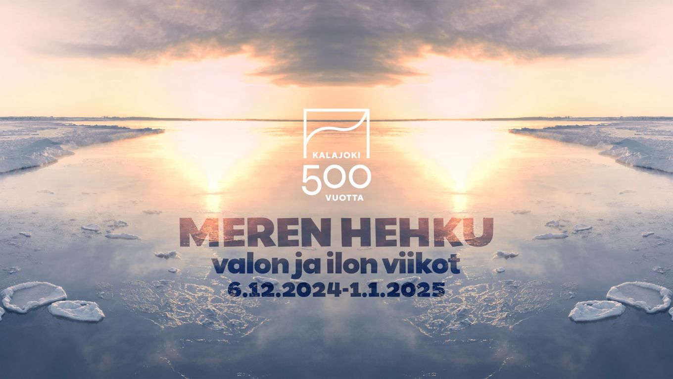 Meren Hehku -tapahtuman kuva, jossa aurinko heijastuu jäätyvän meren pinnasta.