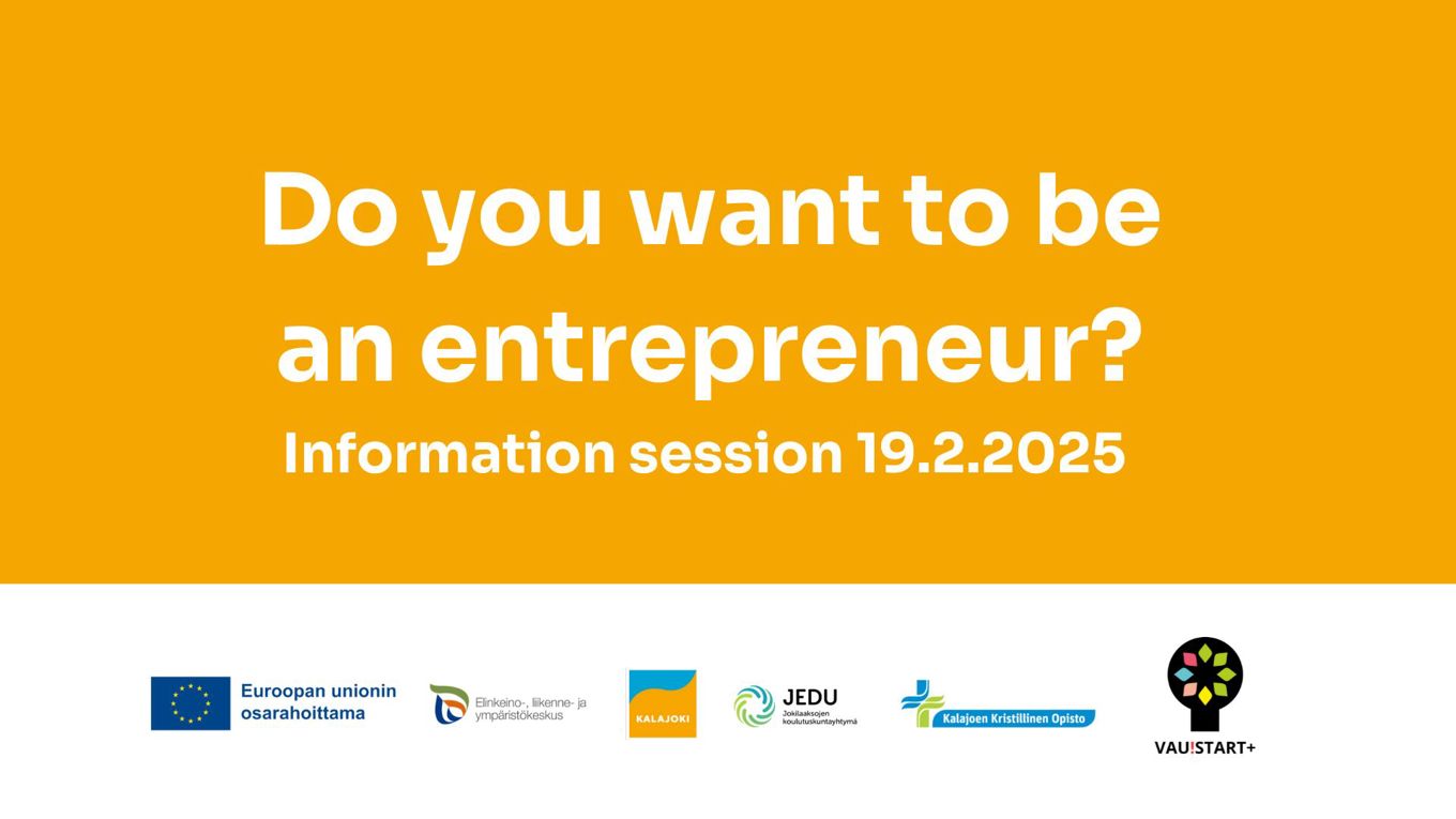 Do you want to be an entrepreneur teksti keltaisella pohjalla