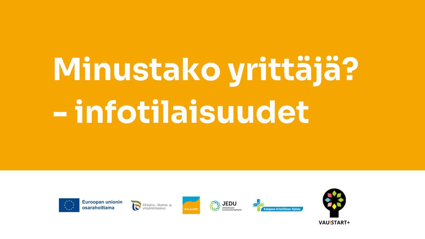 minustako yrittäjä teksti keltaisella pohjalla