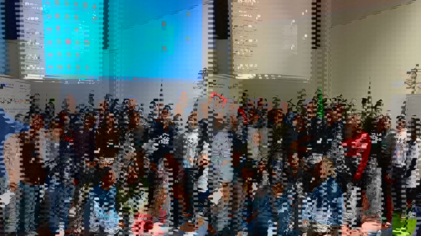 Happy students and teachers after finishing the project