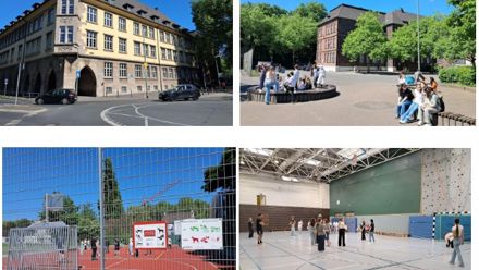 school building and the surrounding