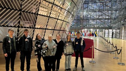 students in an EU parliament