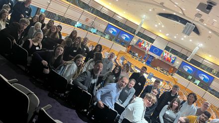 students in an EU parliament