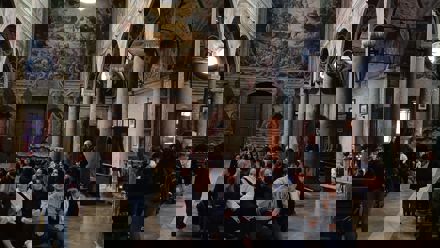 Students in a church