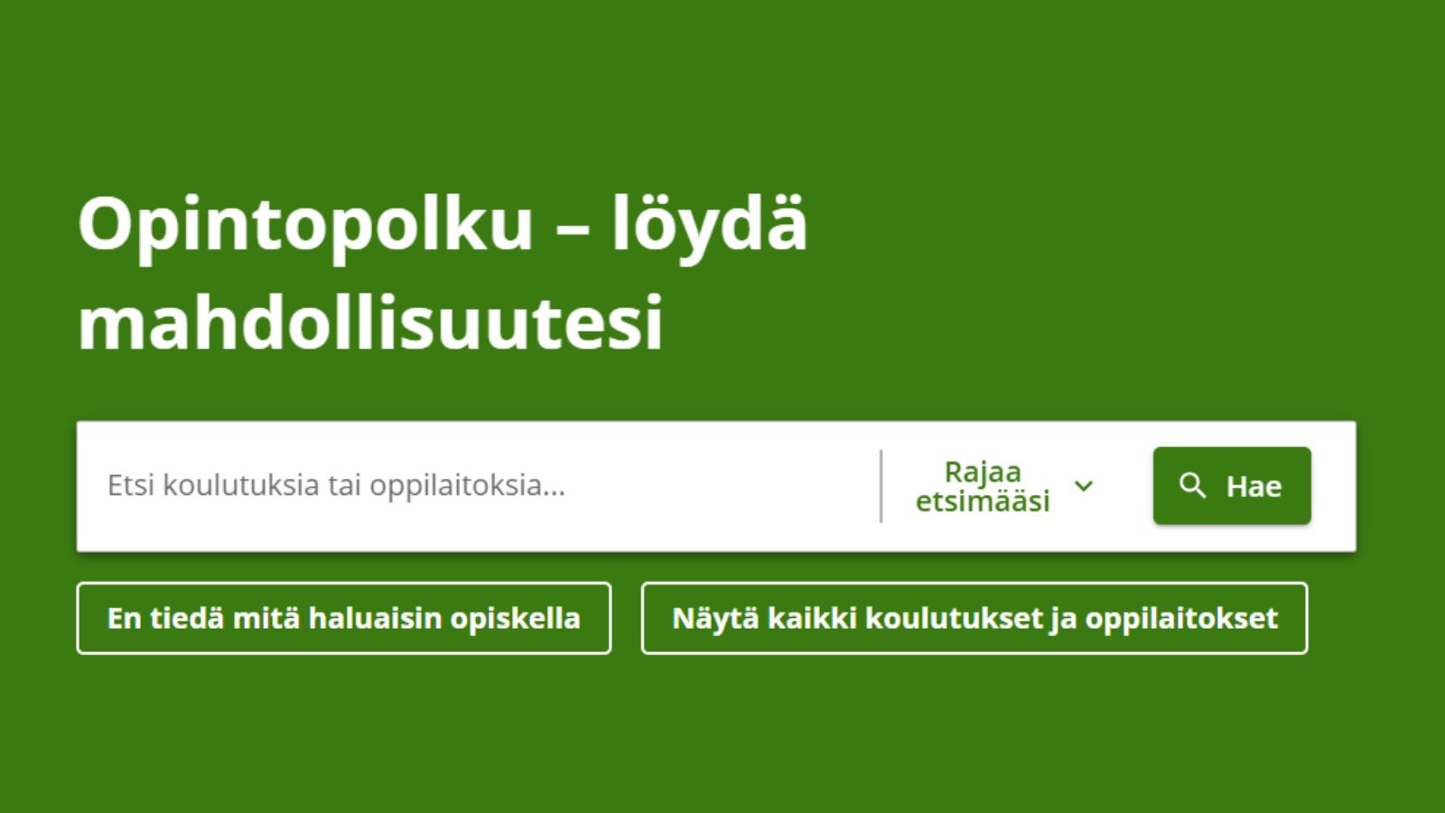 kuva opintopolku-sivuston hakukentästä