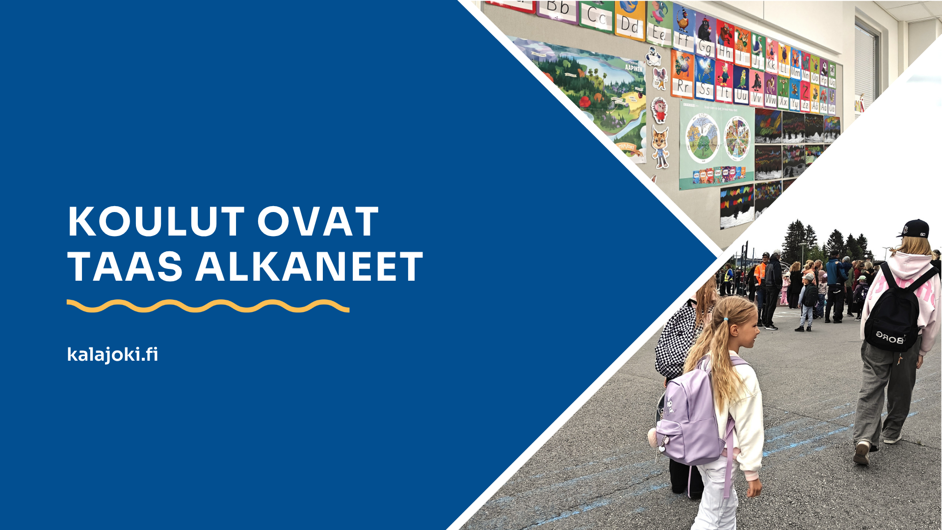 Koulut ovat taas alkaneet. Koululainen reppu selässä.