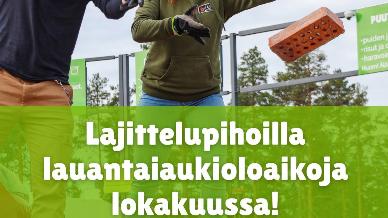 Lauantaiaukioloajat lajittelupihoilla lokakuussa 2025